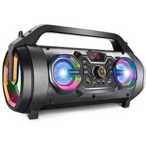 Bluetooth Speaker, 30W Portable Bluetooth Boombox with Subwoofer, FM Radio, RGB